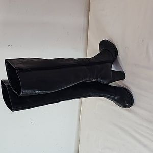 Studio F Leather high heel Boots, Knee-High Black Size 7,  round toe